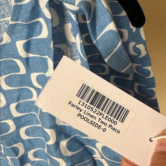 Reformation Farley 100% Linen pool side 2 pc set Blue White Patterned Skirt NWT - Picture 5 of 17